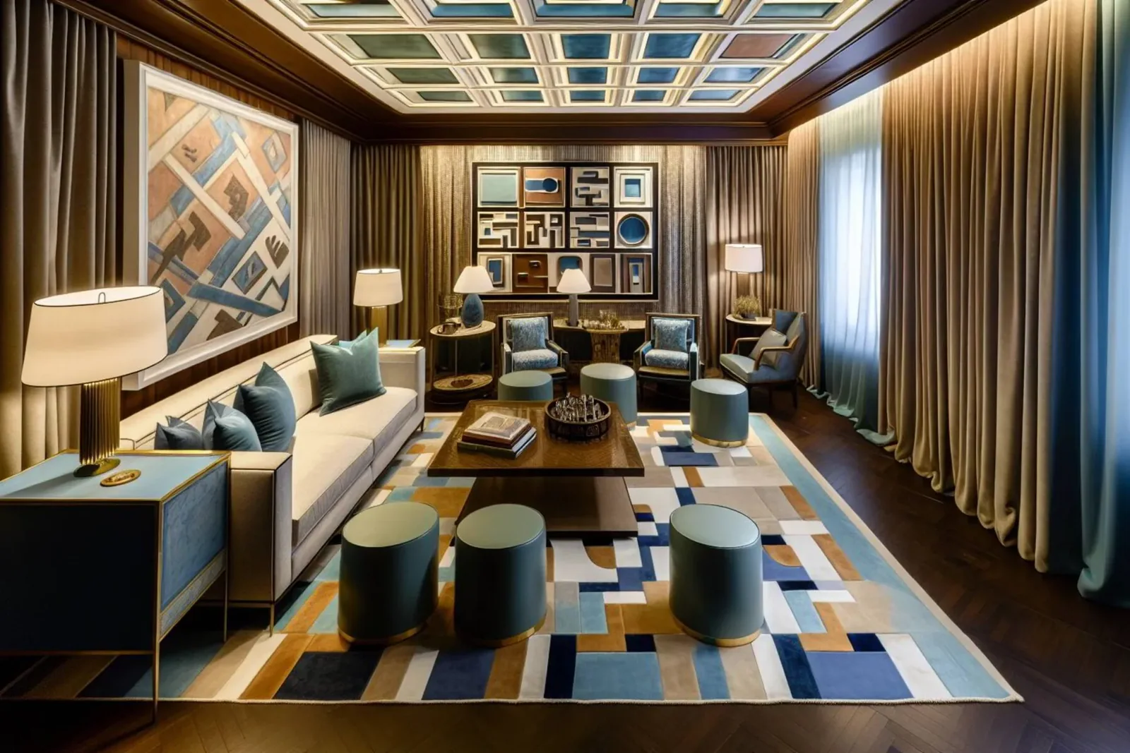 implementation of repetition in interior design, contributing to a visually harmonious space.