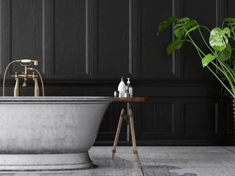 Dark and Modern bathroom in a basement