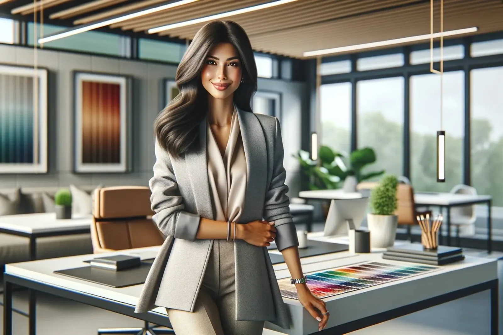 Smiling interior designer in a modern office