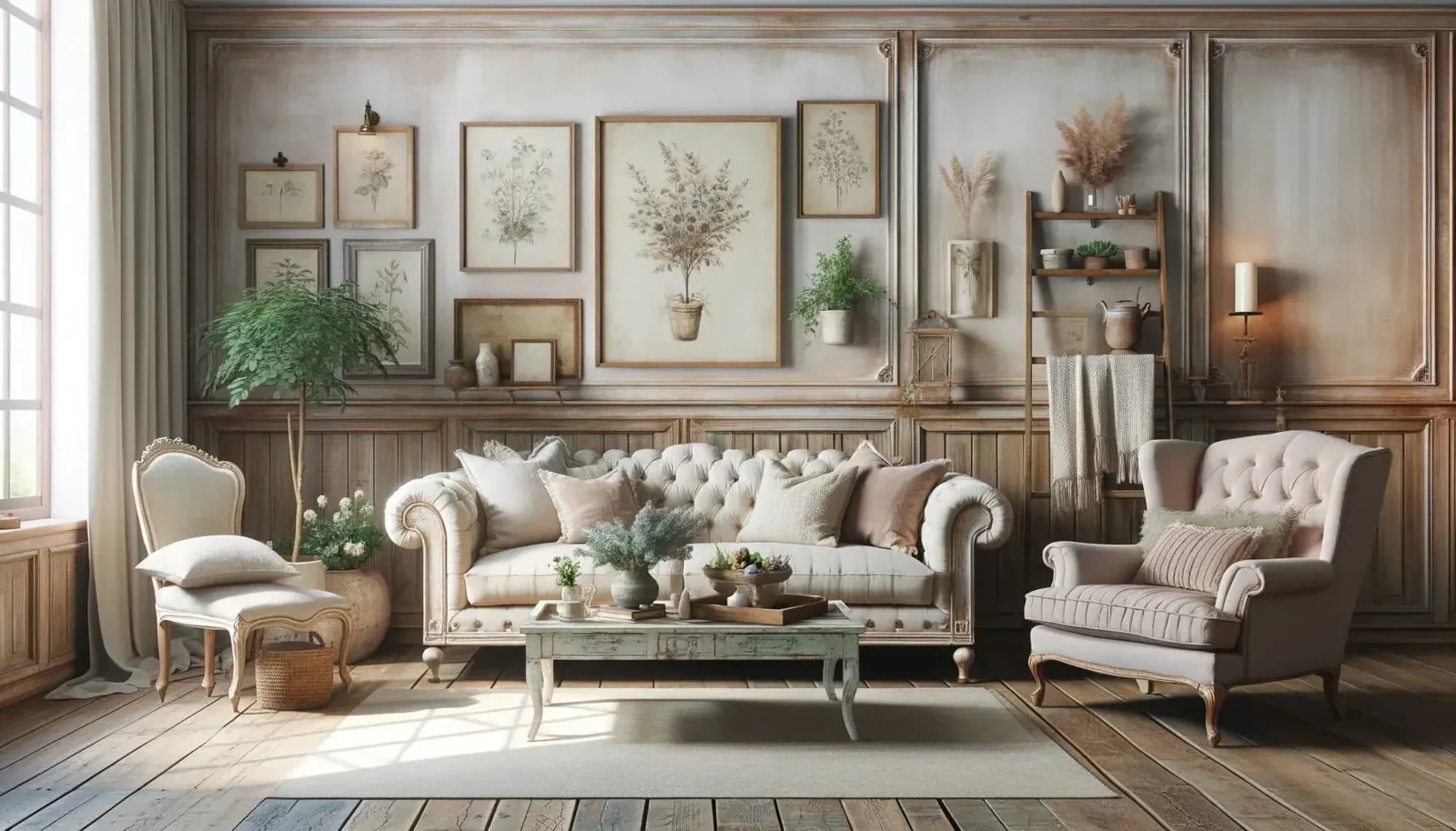 shabby chic interior design scene
