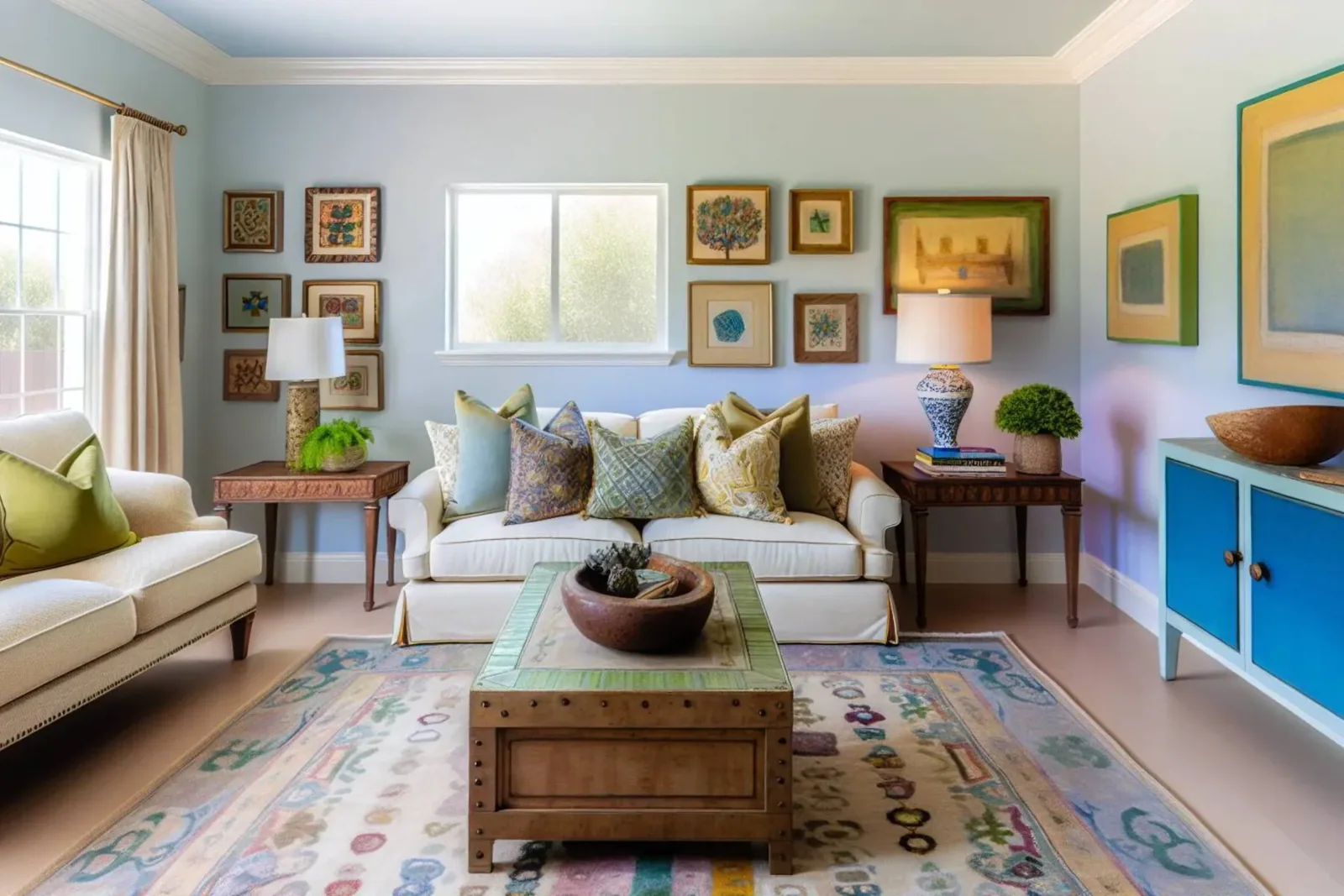 room with balanced color proportions and patterns