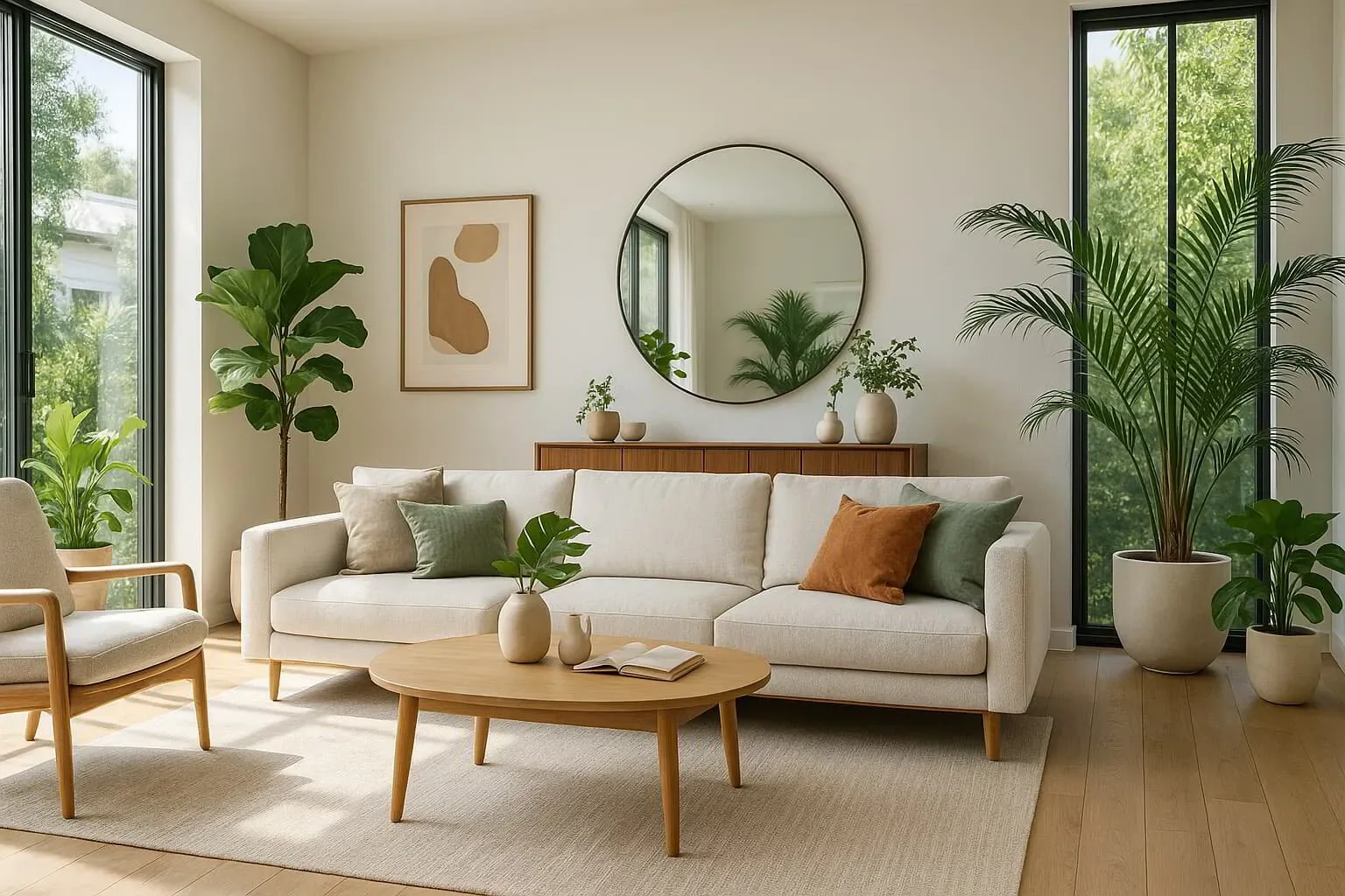 biophilic interior design scene
