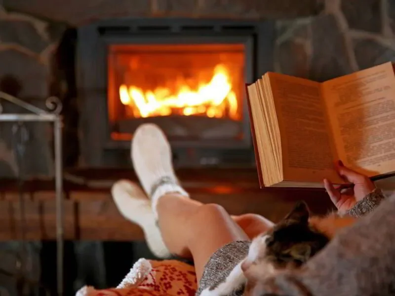 Cozy living room with a fireplace