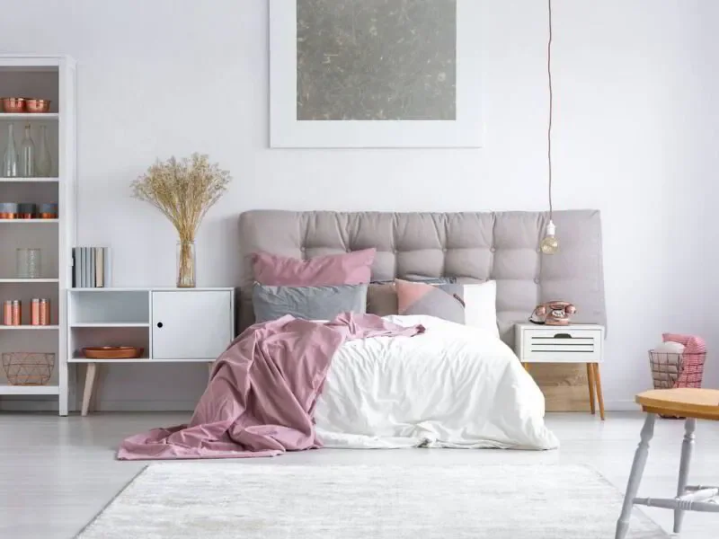 tufted headboard in bedroom