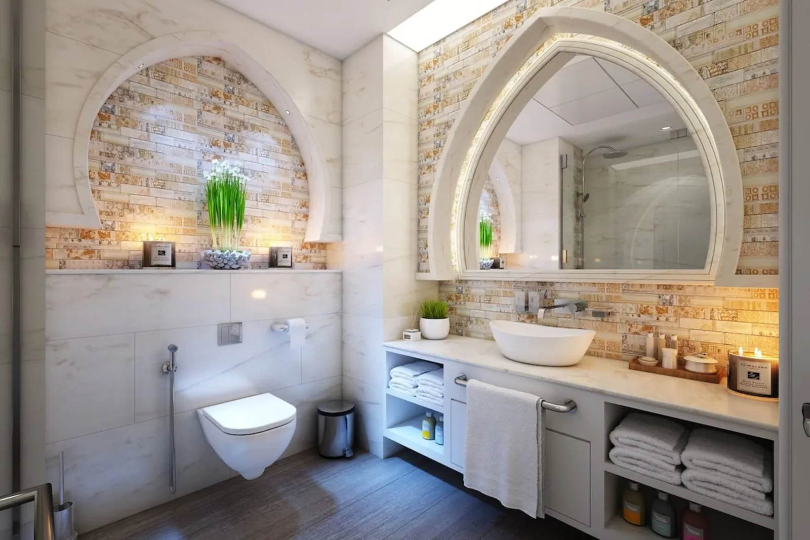 pattern used in a bathrooms design