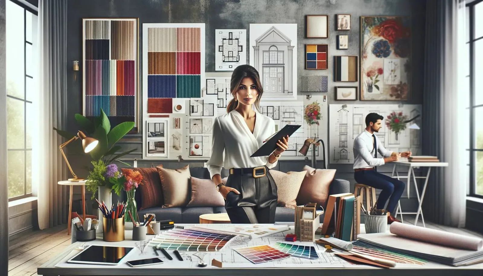 Interior designer working in an office
